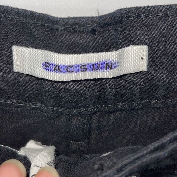 Pacsun Womens High Rise Button Fly Distressed Baggy Jeans Eco Black Size 30 NWT - Picture 7 of 13